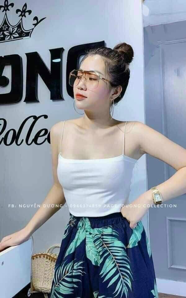Áo 2 dây sợi bún croptop ôm body sang chảnh