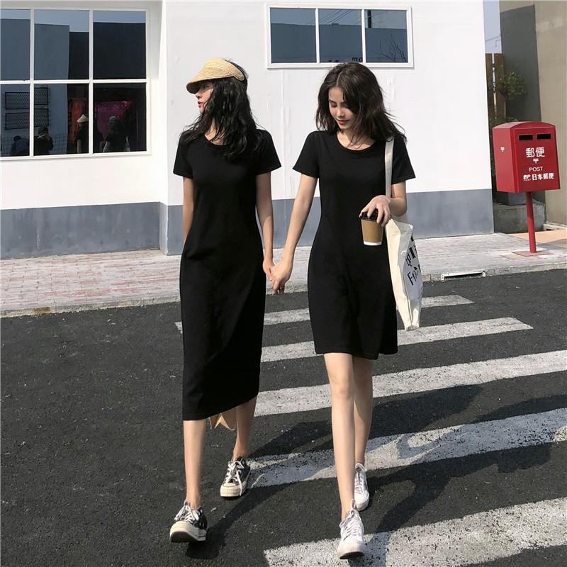 Đầm thun nữ dáng xòe form dài