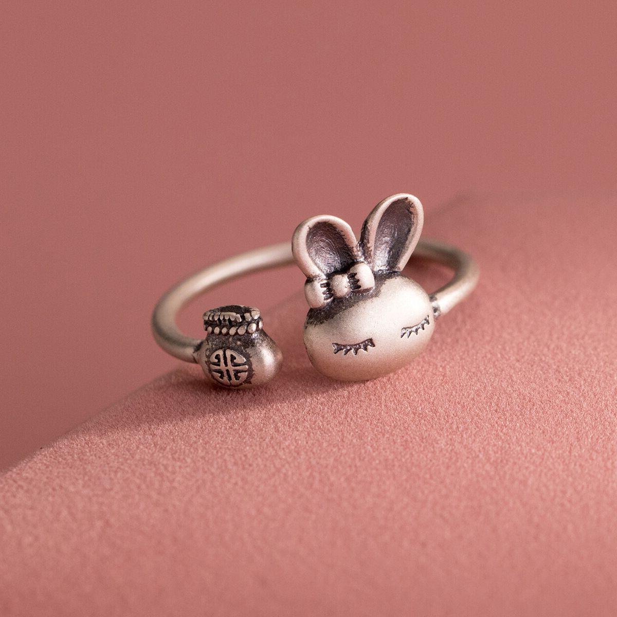 Japanese-Korean Style Retro Money Bag Rabbit Ring Women's Cute Sweet ...