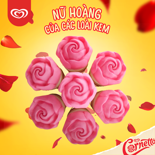 Combo 5 cây  Kem Cornetto Hoa Hồng Phô Mai Dâu