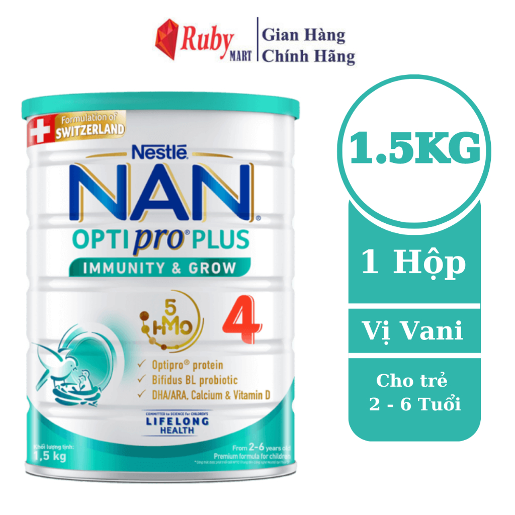 Sữa bột nestle nan optipro 4 hm-o cho trẻ trên 2 tuổi 1.5kg
