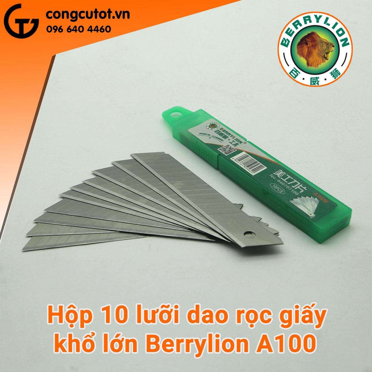 Hộp 10 lưỡi dao rọc giấy khổ lớn A100 chính hãng LS và Berrylion