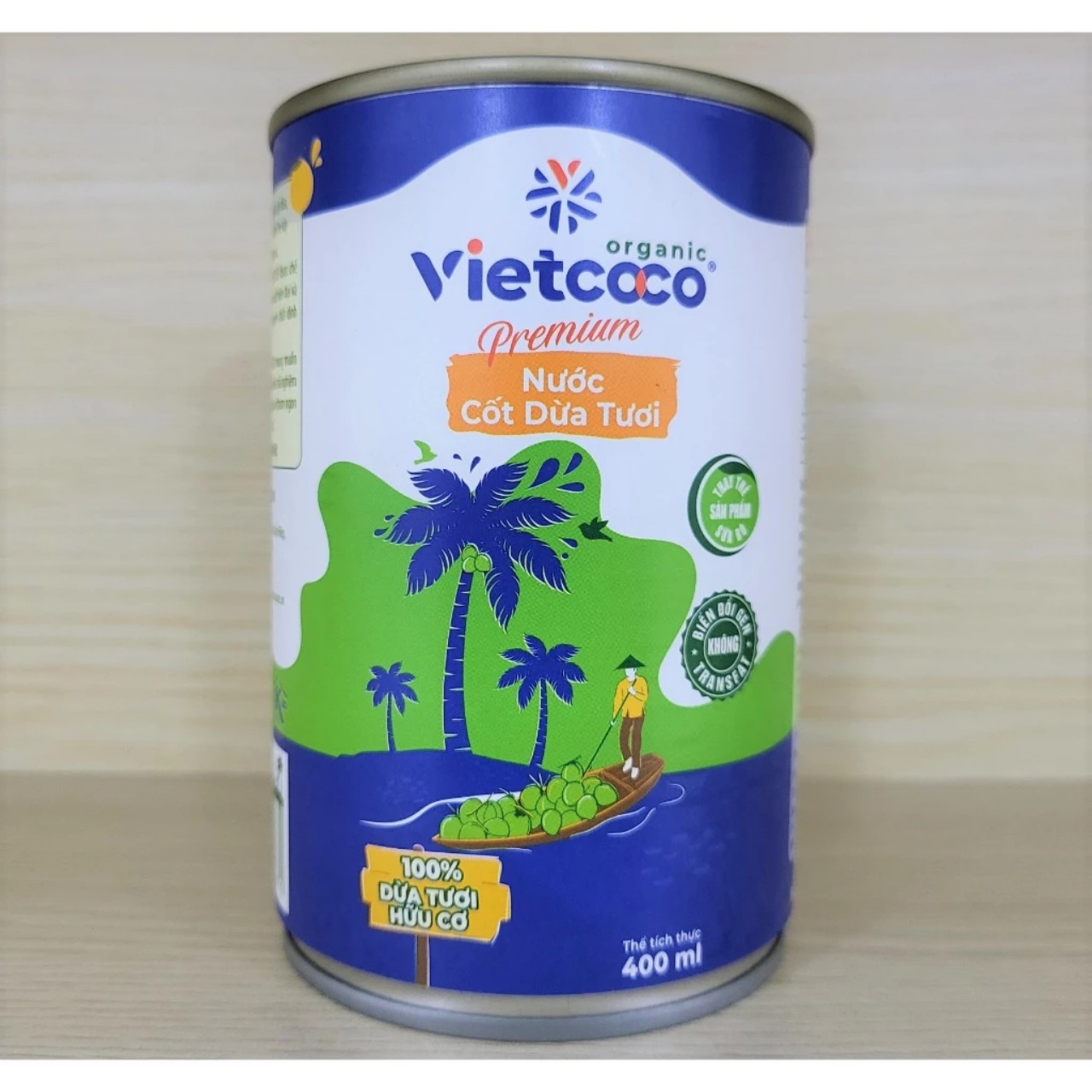 Nước Cốt Dừa Organic Vietcoco Lon 400ml đóng hộp lon dung tích ăn Keto