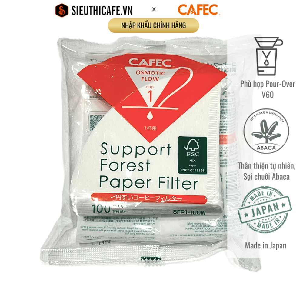 Giấy lọc cà phê cafec sfp v60 - 100 tờ- : nhập khẩu nhật bản chính hãng