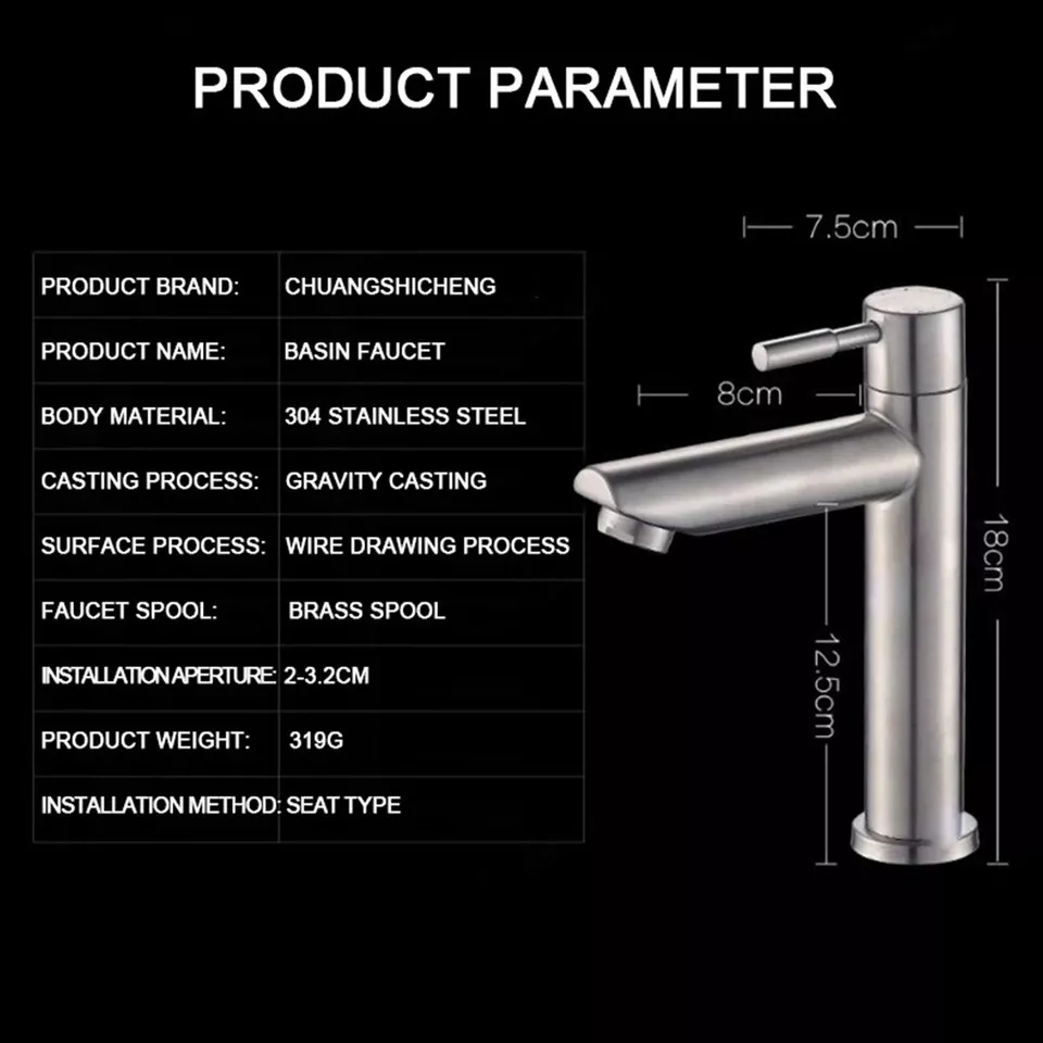 Vòi lavabo inox 304