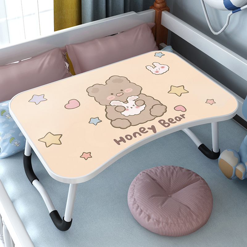 Foldable desk on the bed, student dormitory, learning computer desk, multifunctional and simple cartoon small table, bedroom
