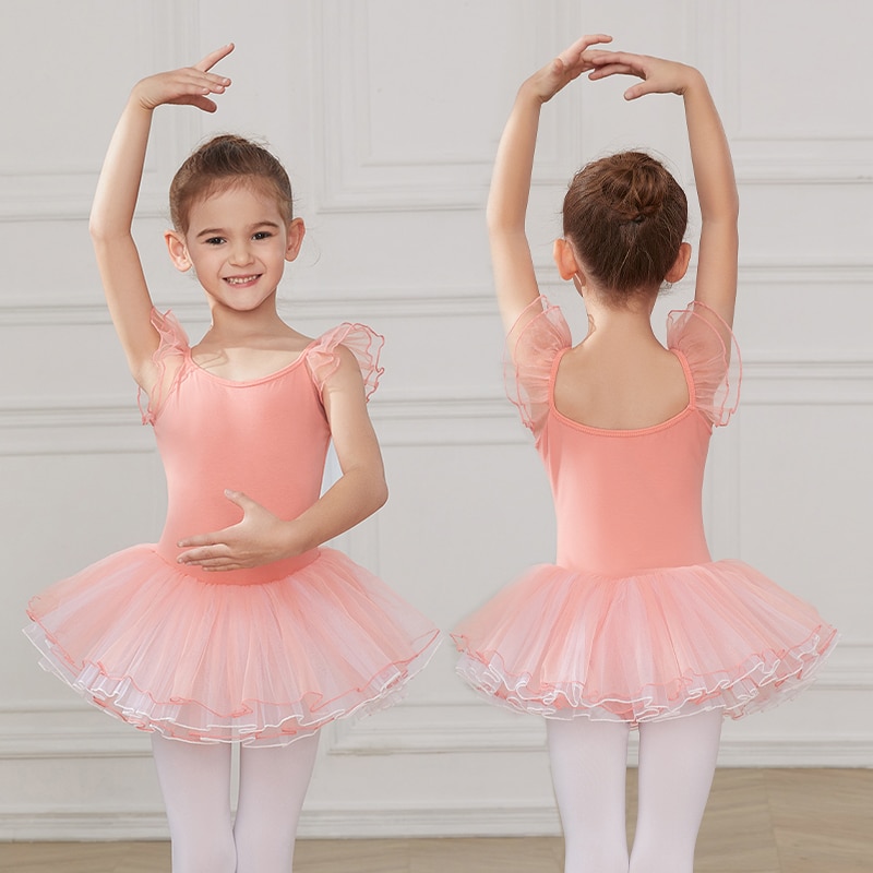 Ballet Skirt For Girls Dance Wear Tutus Dress Clothes For Kids Women  Leotard Short Sleeve Cotton Costumus Dancing Dance