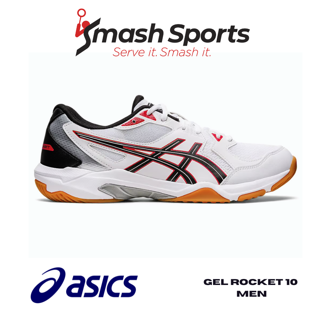 asics gel rocket 10 white & red