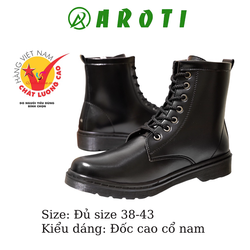 Giày combat boots nam cao cổ, đế khâu chắc chắn-mã m355- Giày Lười Nam AROTI