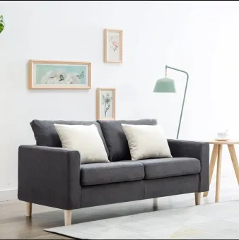 Amura Living Squarish Design Fabric Black Grey Sofa 150cm Wide Squarish Design Fabric Black Grey Sofa