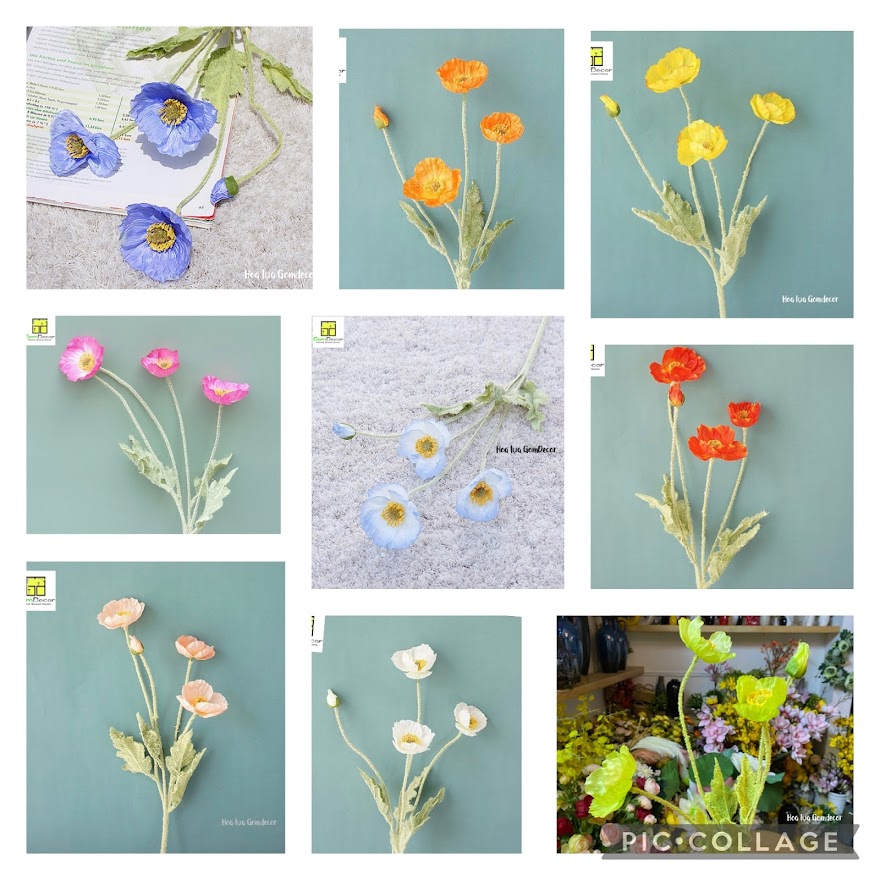 Hoa poppy giả hoa lụa đẹp cao cấp