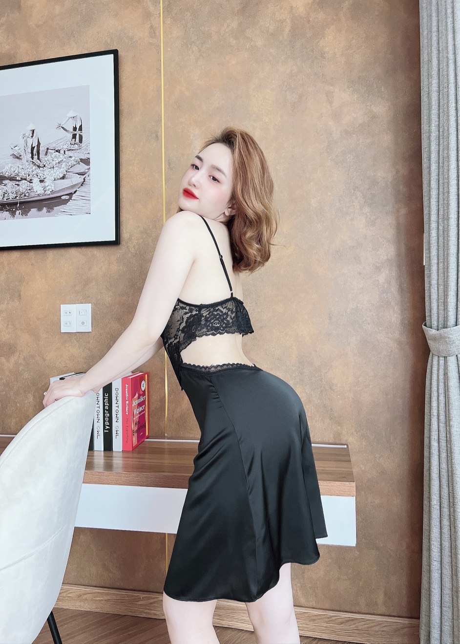 Siêu Xinh Đầm ngủ cổ đổ lụa satin Váy ngủ lụa cao cấp freesize 60kg