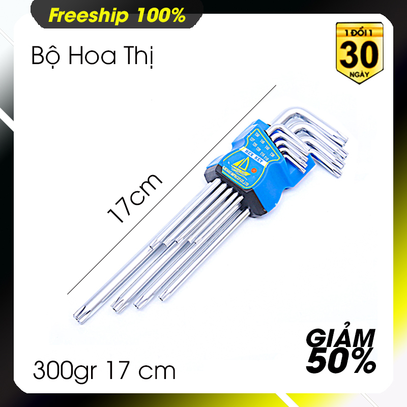 Bộ lục giác đa năng hoa thị 9 chi tiết - Lục giác đầu bông - Vặn thoải mái siêu cứng - Thép cadivar chịu lực.