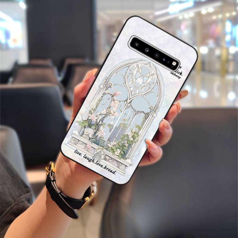 Durable flower Phone Case For Samsung Galaxy S10 5G/SM-G977N Shockproof Back Cover Oil Painting TPU Waterproof Cartoon. 