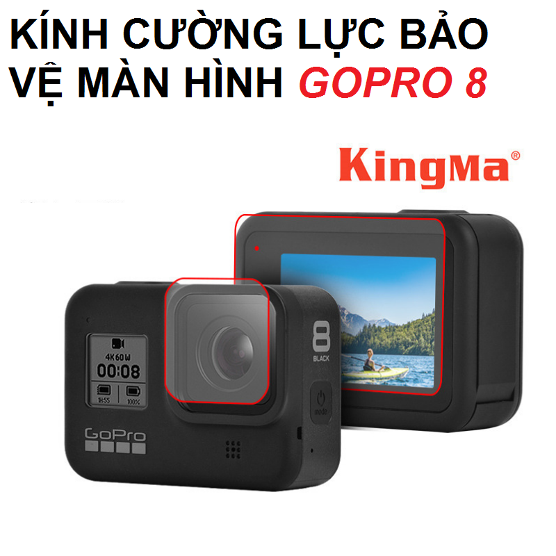 Kính cường lực gopro 8 bảo vệ màn hình máy quay hành động GoPro Hero 8 gồm 2 miếng dán trước và sau