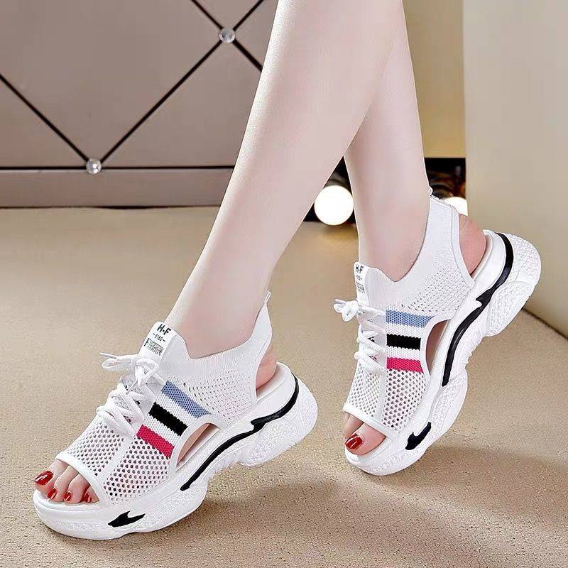 Giày sandal dệt kim hở mũi hàng xuất khẩu xuất khẩu
