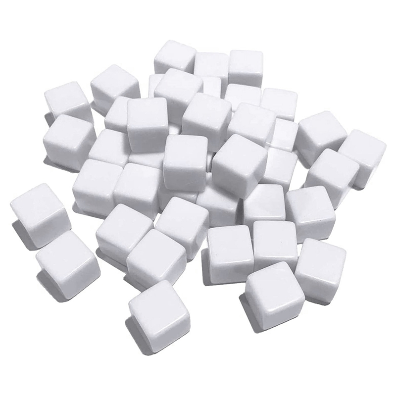 16MM White Acrylic Cubes Blank Dice for ,Math Counting Teaching,Alphabet Numbers Custom Dice Making,48PCS