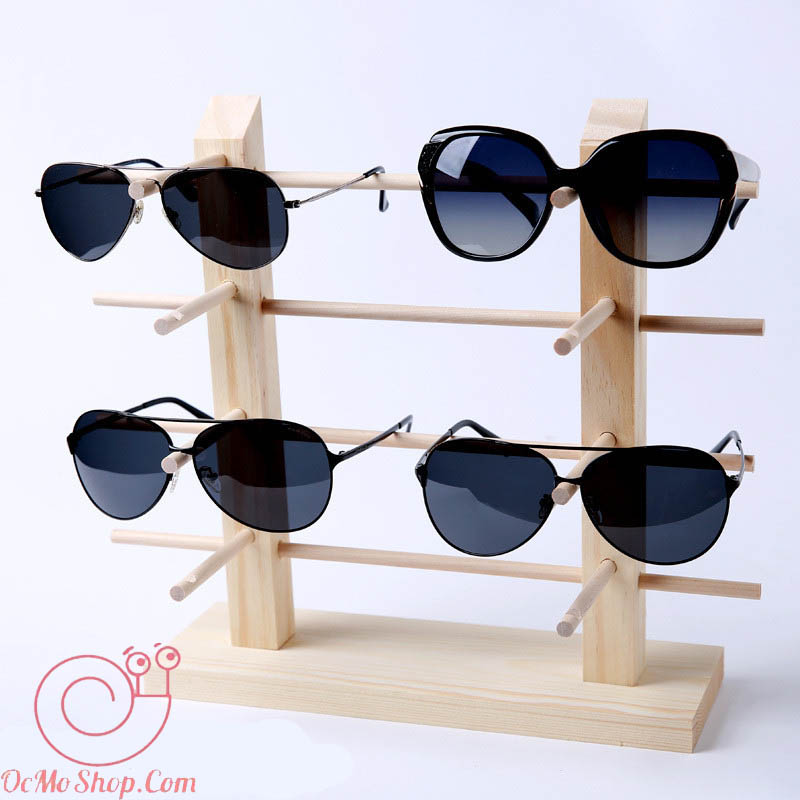 [HCM]Giá Trưng Bày Kệ Trưng Bày Mắt Kính đôi 10 - 18 khe Gỗ Cao cấp