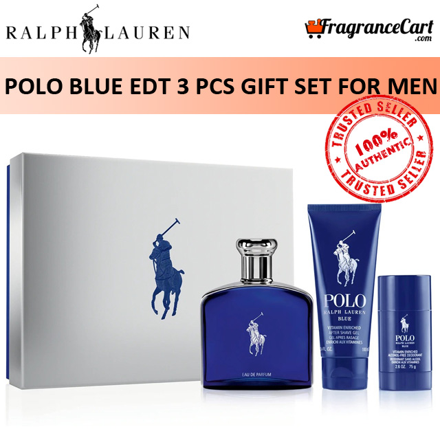 Ralph Lauren Polo Blue EDT 3 Pcs Gift Set for Men (125ml EDT + 75ml  Deodorant + 100ml Shower Gel) GiftSet Collection [Brand New 100% Authentic  Perfume/Fragrance] 