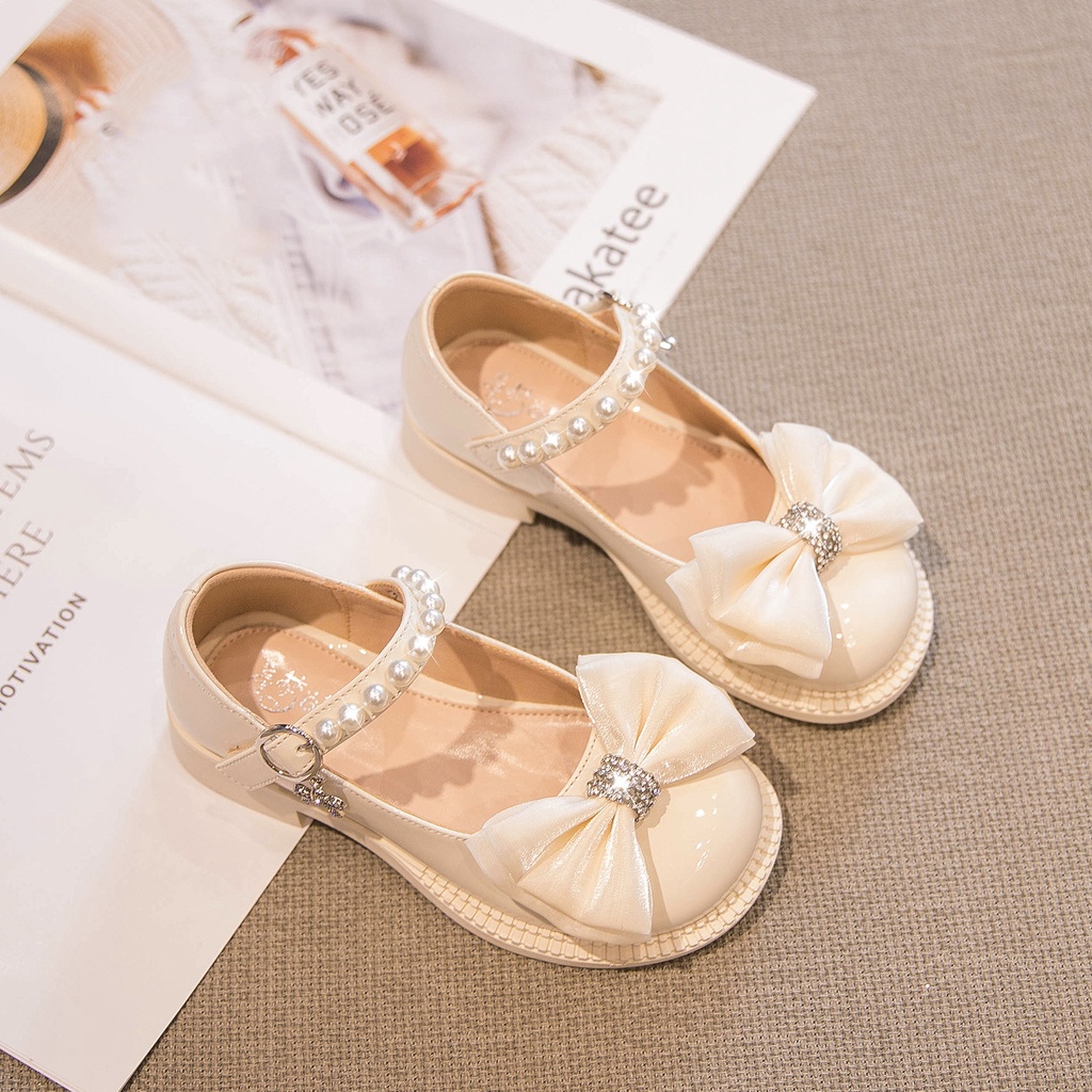 Giày búp bê bé gái size 26-36 da bóng đính đá quai ngọc GG18