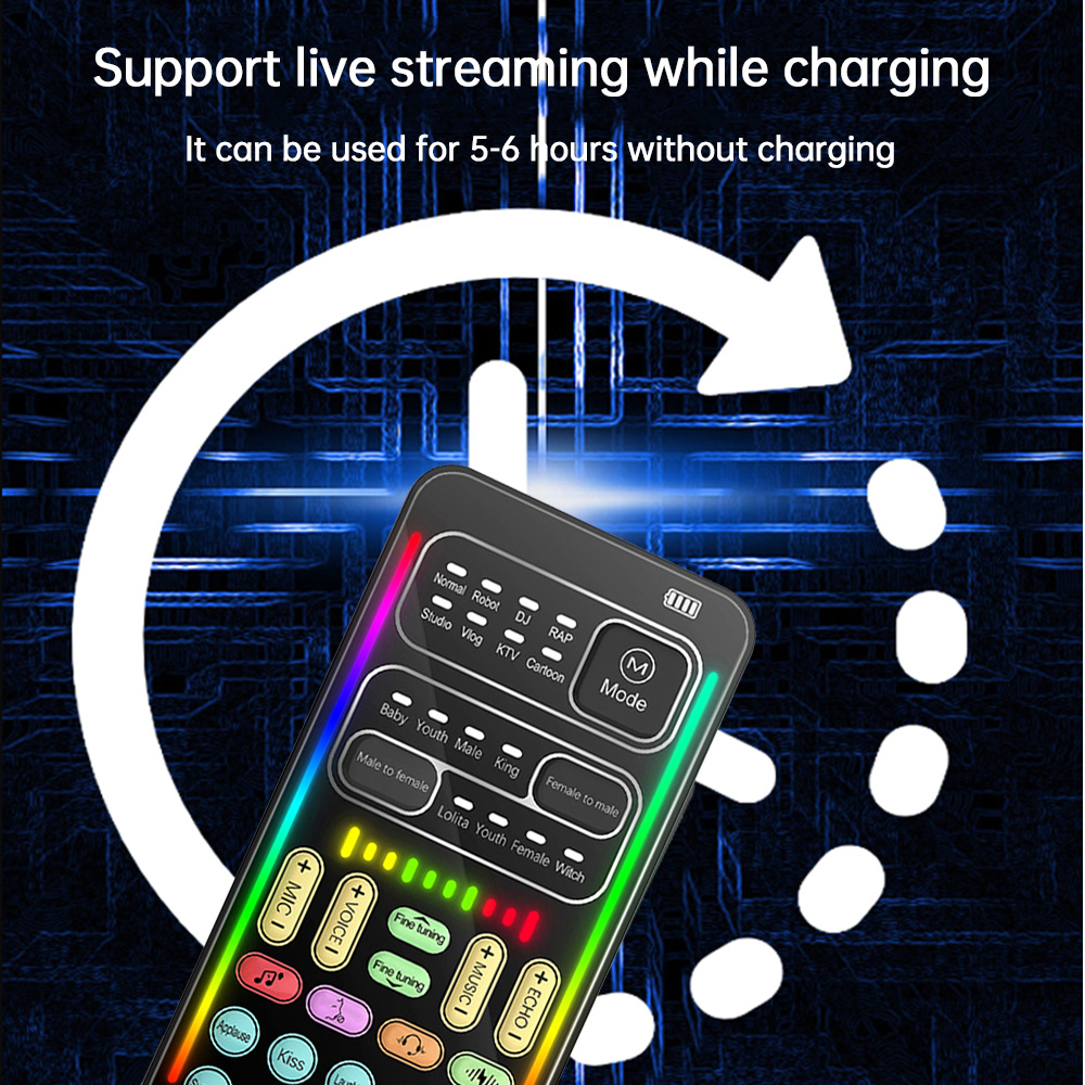 【Top-rated】 i9 Voice Changer Mini Multiple Audio Effect -Compatible Live Sound Cards Ultra-Thin Portable Live Sound Card Mic Tool.