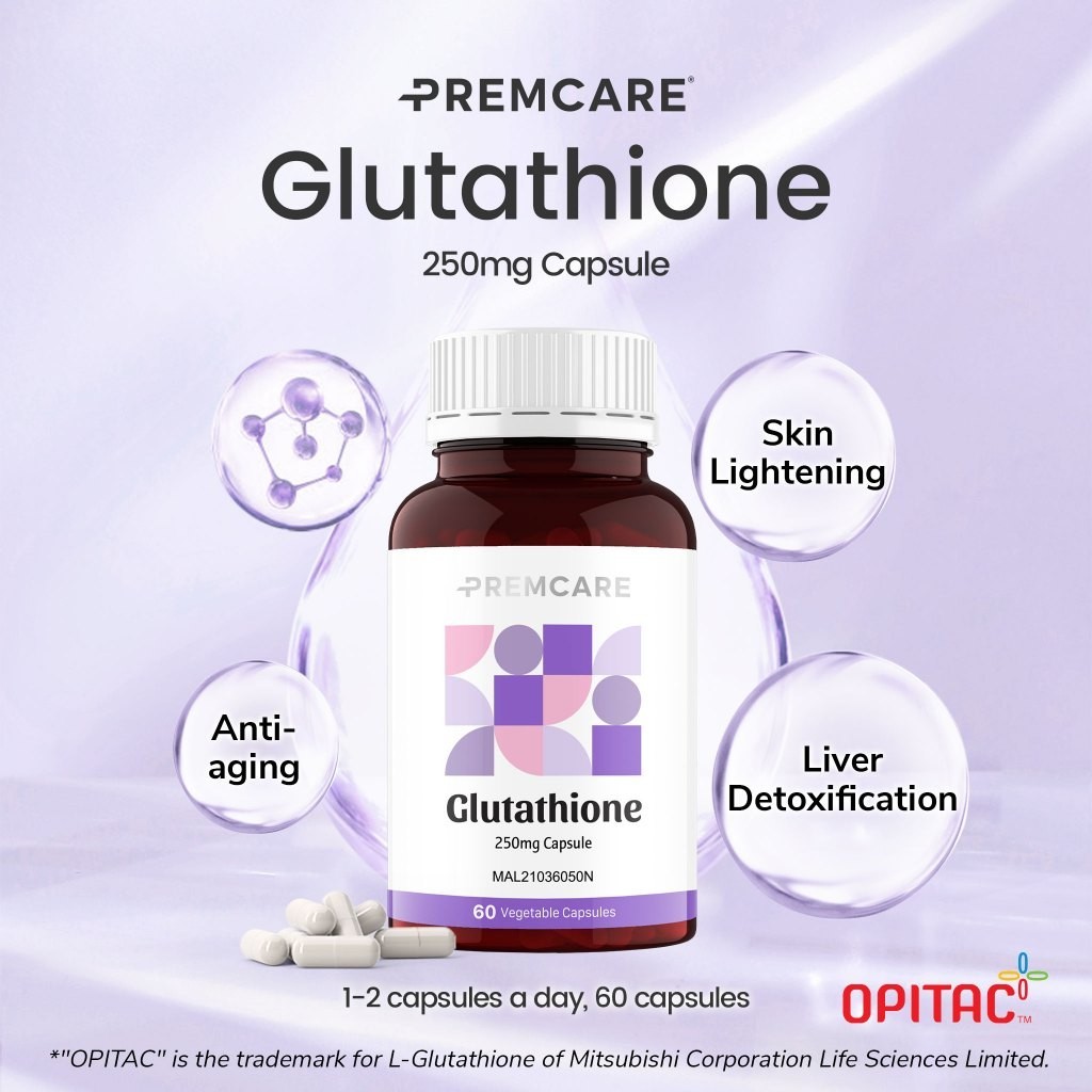 PREMCARE Glutathione 250mg Capsule 60s [KKM Approved MAL21036050N] Skin Brightening Supplement HALAL Detoxifying Health Supplement Anti-Aging Nutritional Supplement - Lazada