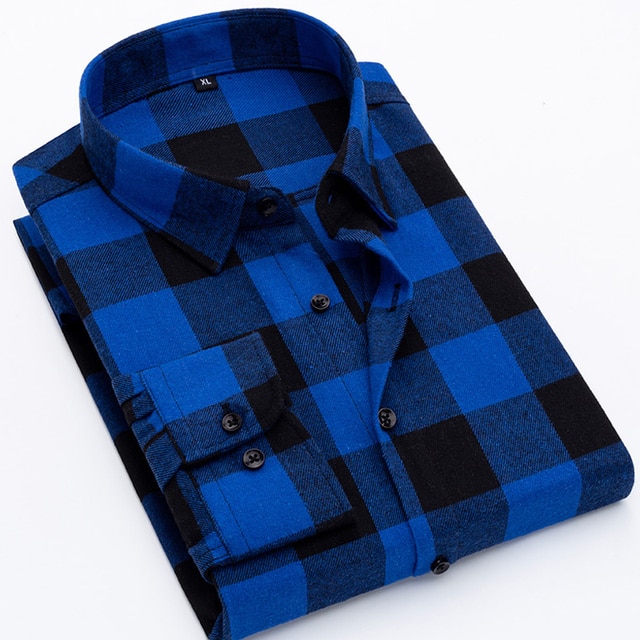 High quality cotton matte spring and autumn new plaid men's shirt with long sleeves, slim fit, business casual, and no iron