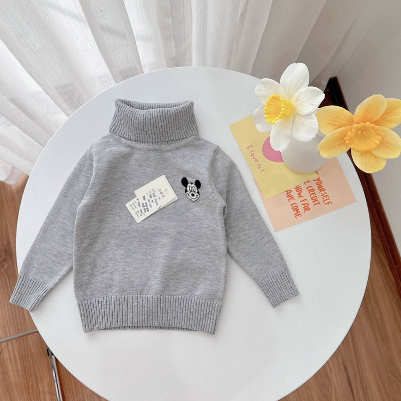 ÁO LEN CỔ LỌ THÊU MICKEY CHO BÉ