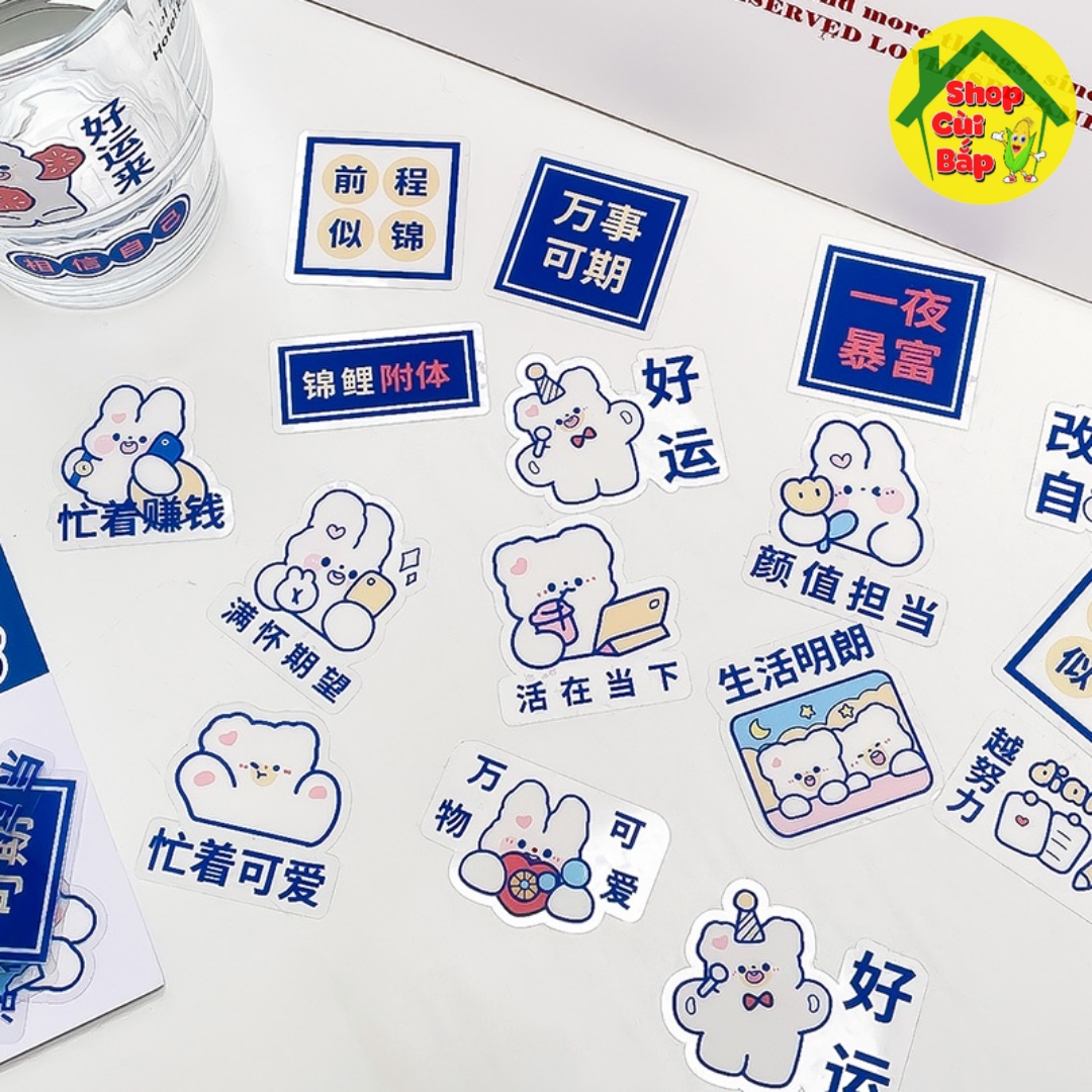 Túi 40 Miếng Sticker Dán Hoạt HÌnh Chống Nước