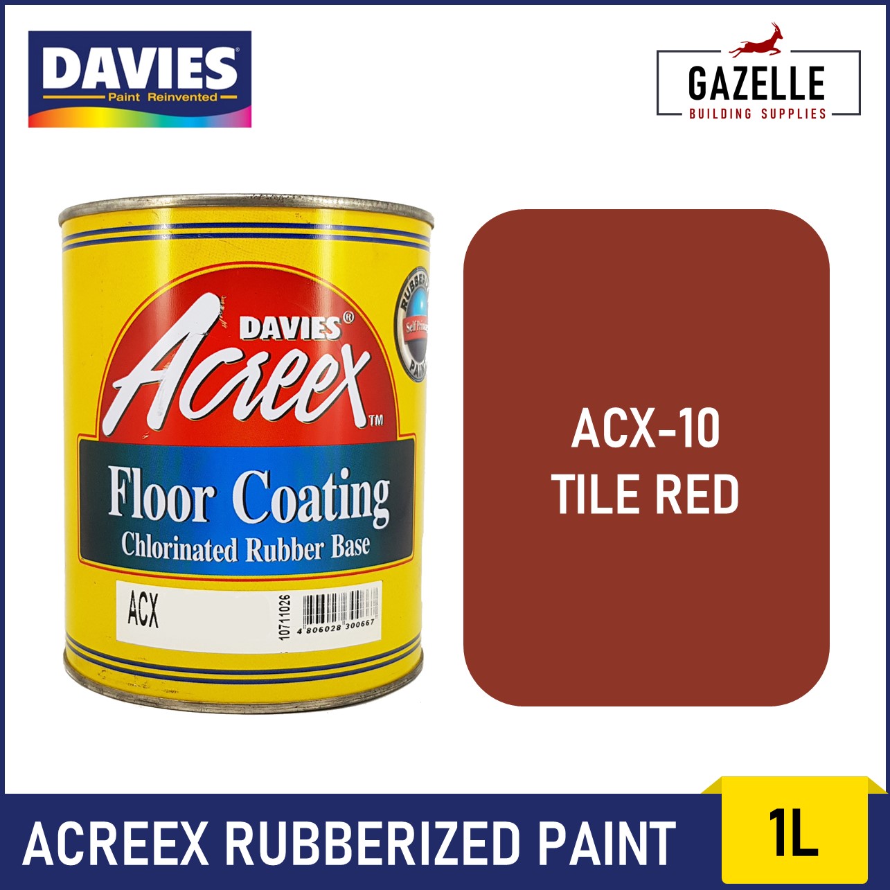 Davies Acreex Rubberized Floor Paint Tile Red 1L Lazada PH