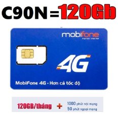 SIM 4G MOBIFONE GÓI C90N DATA 120 GB/THÁNG + 1000 phút gọi nội mạng + 50 phút liên mạng
