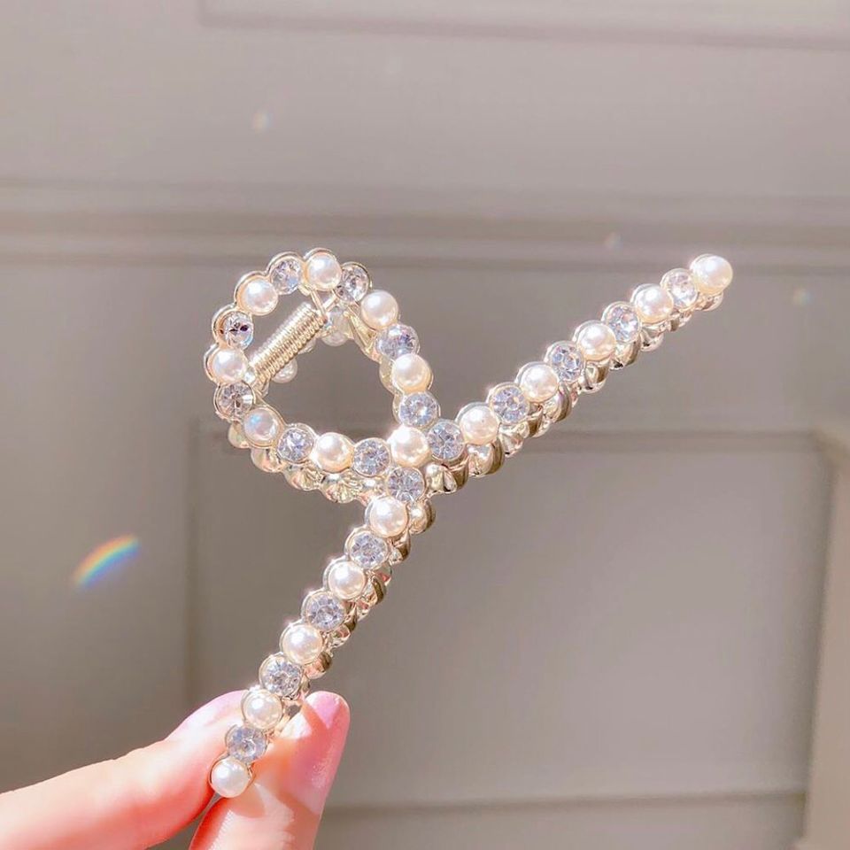 Kẹp tóc dáng dài đính hạt Modleaf Lovely pearl cubic Hàn Quốc