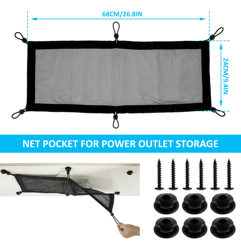 Everso Cable Management Net Large Capacity Flexible Adjustable Wire Organizer Net Under Desk Mesh Cord Organizer Cable Management Net Flexible Cable Management Net