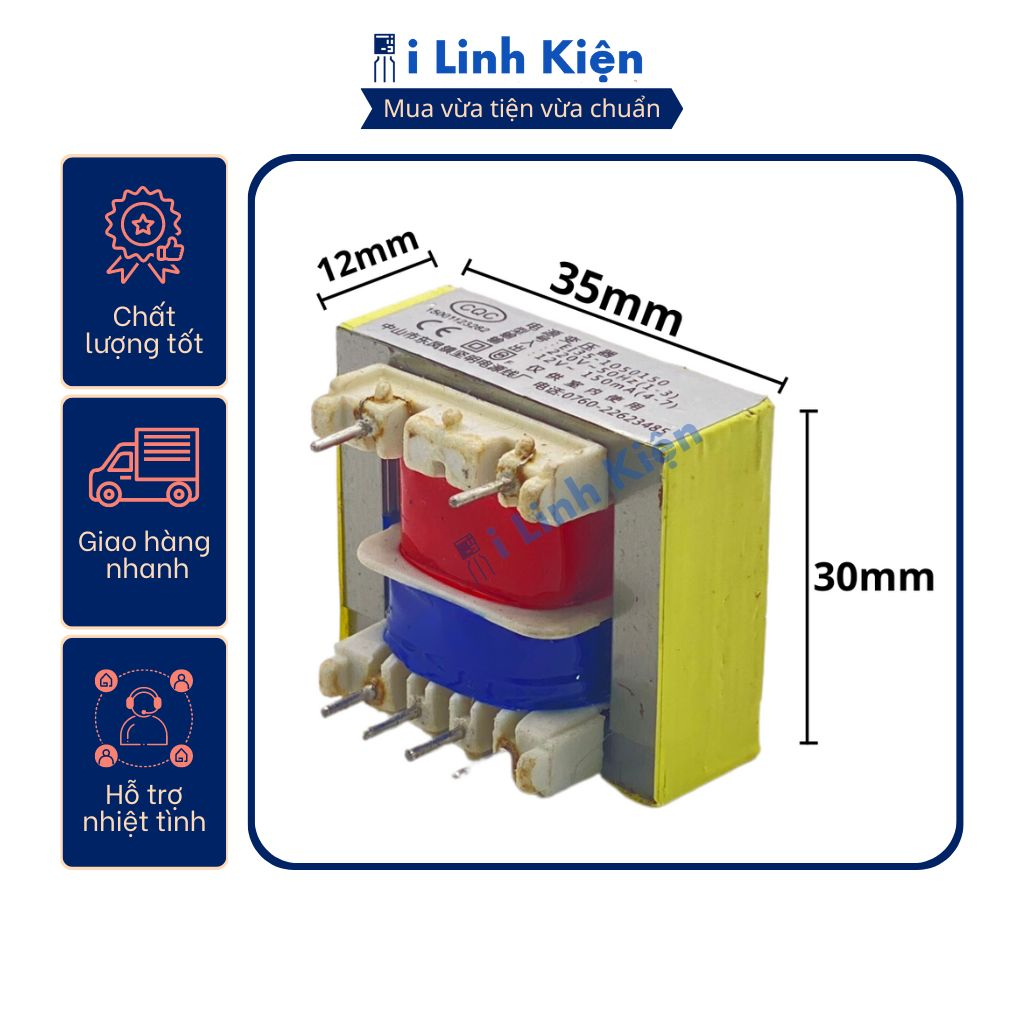 Biến áp nguồn hàn mạch 12V 150mA (biến áp PCB)
