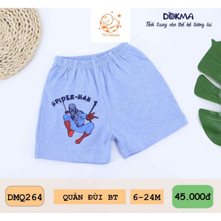 DMQ264 Quần đùi bé trai cotton Dokma họa tiết người nhện