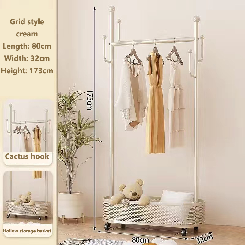 Coat rack floor-to-ceiling bedroom living room metal mobile wheelie light luxury modern simple storage hanging clothes drying rack