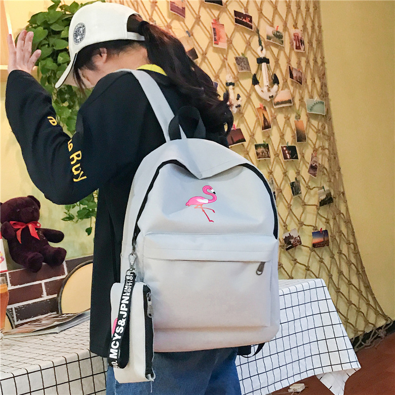 IQANGEL Printed canvas backpack (two-piece set), children's backpack.