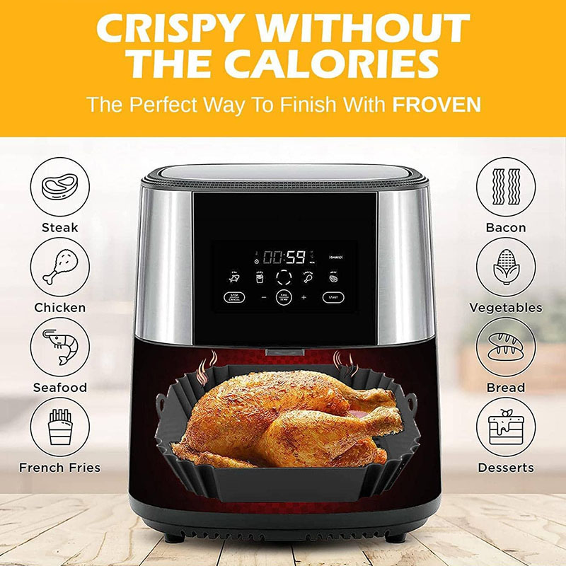 【Innovative】 1pc Air Fryer Pot Tray With Handle, Square Air Fryer Baking Pan, Reusable Air Fryer Liner For Kitchen Baking.