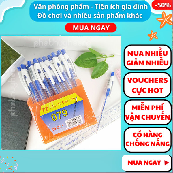Khay 50 bút bi xanh cao cấp TT- 079 giá rẻ chất lượng tốt ( 1700đ/ cây) ✓ống đựng bút ✓khay đựng bút ✓bút cute ✓bút bi ✓bút bi cao cấp ✓bút mực ✓bút bi cute , đồ dùng học tập✓ Nguyễn Thùy Store
