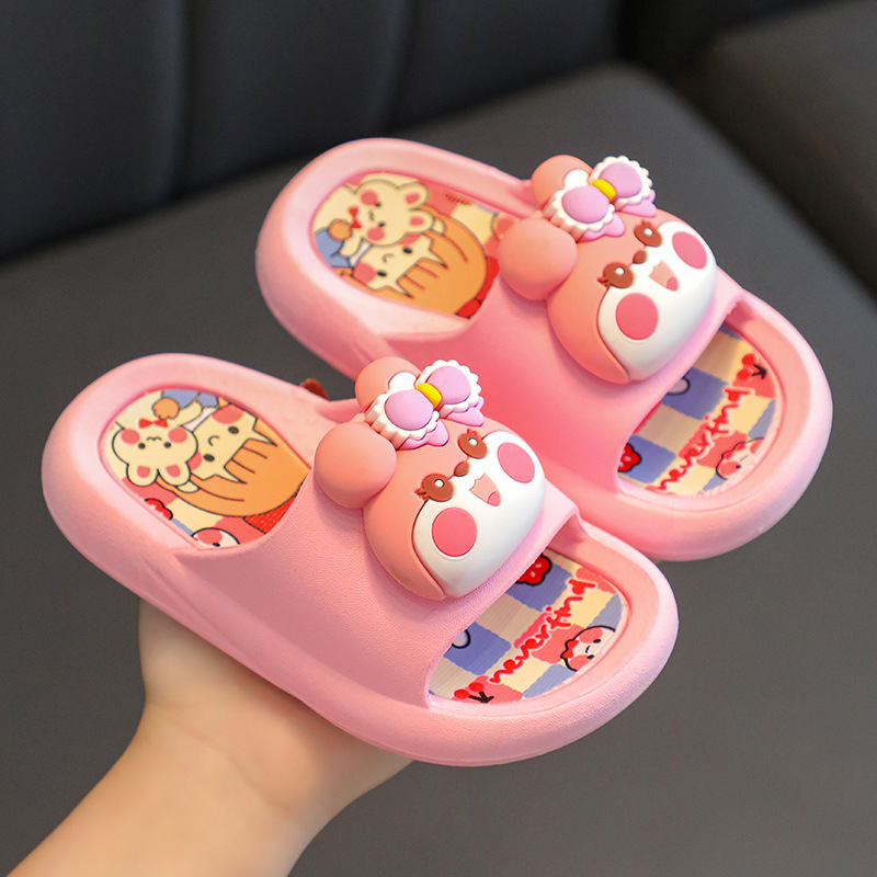 YAZHOULONG Children's slippers, boys and girls, home non-slip, cute little dinosaur cartoon three-dimensional soft-soled slippers