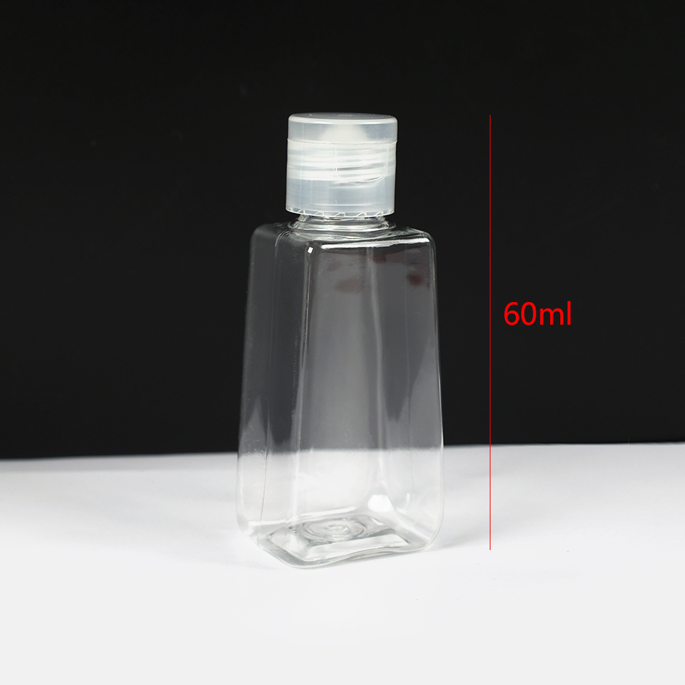 【88HomeStore】30ml/60ml Mini Empty Trapezoidal Bottle / Refillable Plastic Transparent Gel Bottle With Flip Cap