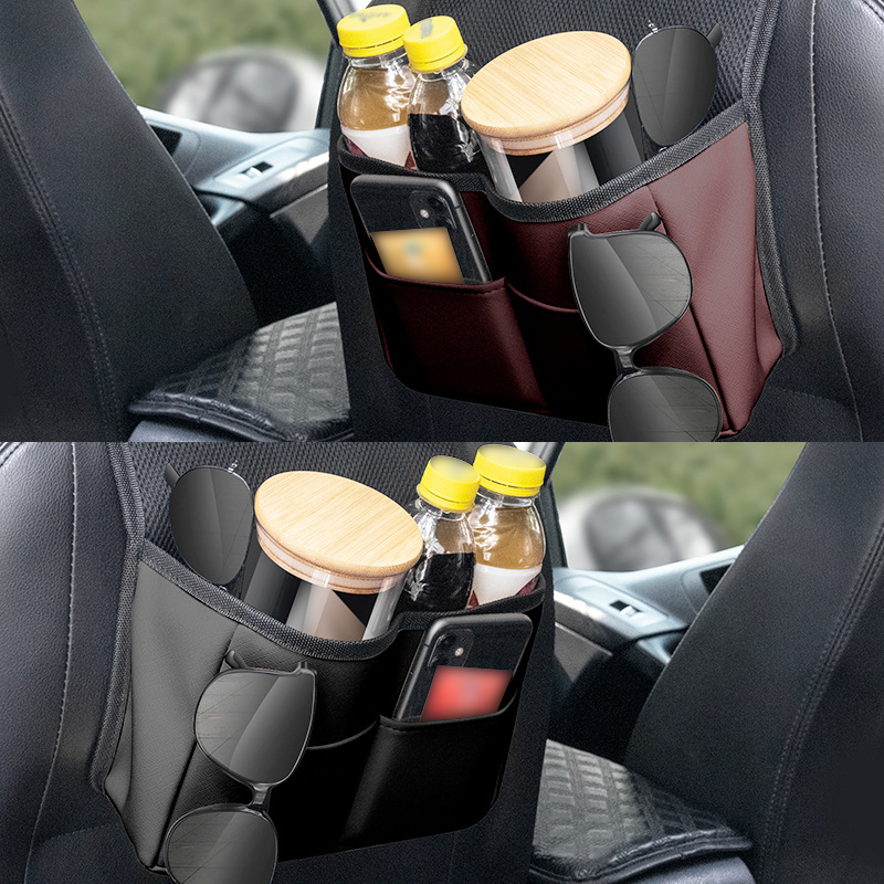 Car Storage Pocket PU Leather Auto Organizer Seatback Hanging Bag