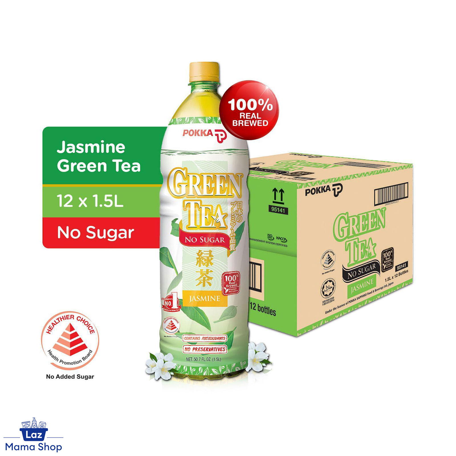 Pokka Jasmine Green Tea No Sugar (12 x 1.5L) Case (Laz Mama Shop) Lazada Singapore