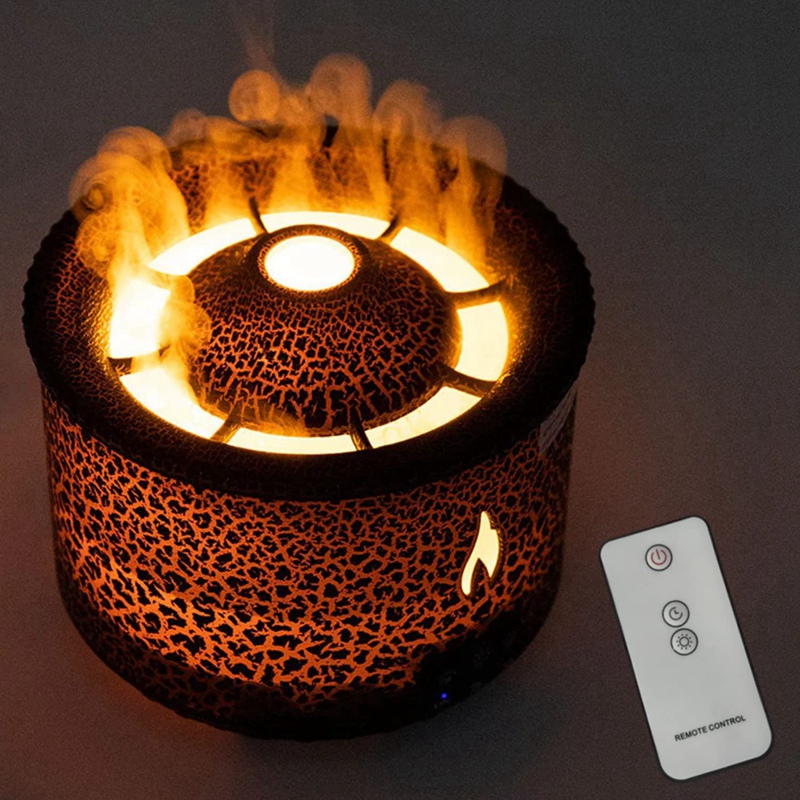 1 PCS Essential Oil Black Plastic Simulation Humidifier for Volcano Diffusers 360ML Unique Flame and for Volcano 2 Mist Mode Humidifiers