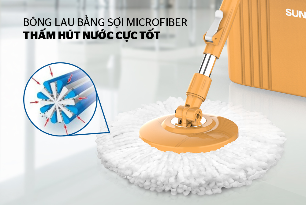 Bộ lau nhà xoay 360 độ SUNHOUSE KS-CL350PO - Bảo hành chính hãng 6 tháng