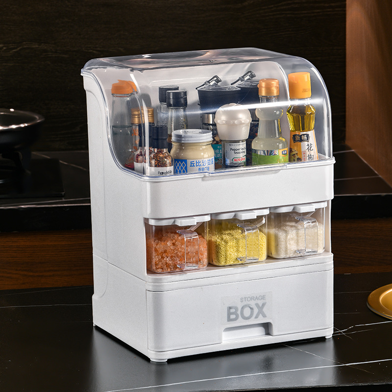 Kitchen multifunctional seasoning storage box integrated shelf home seasoning box combination set