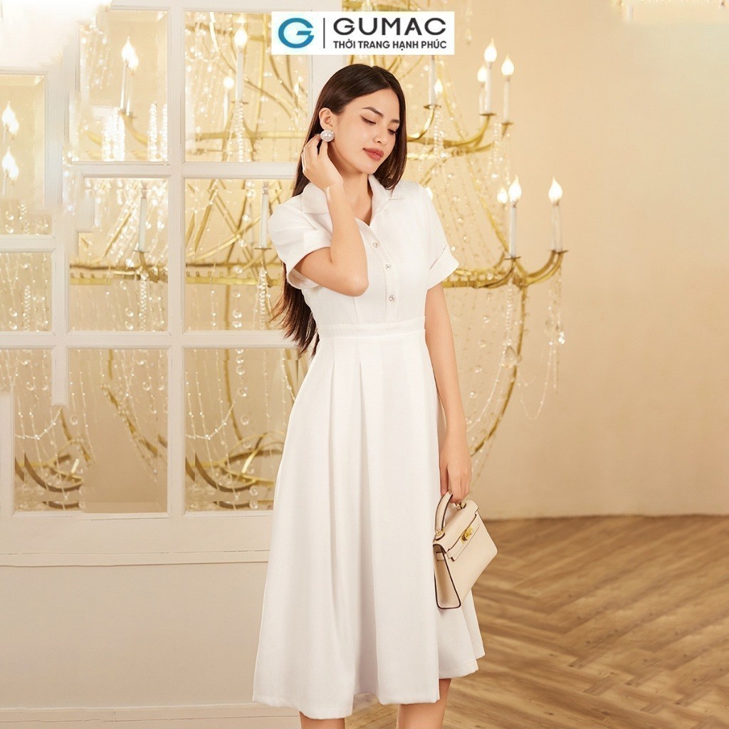 Đầm sơ mi tay lật thời trang GUMAC DE01073