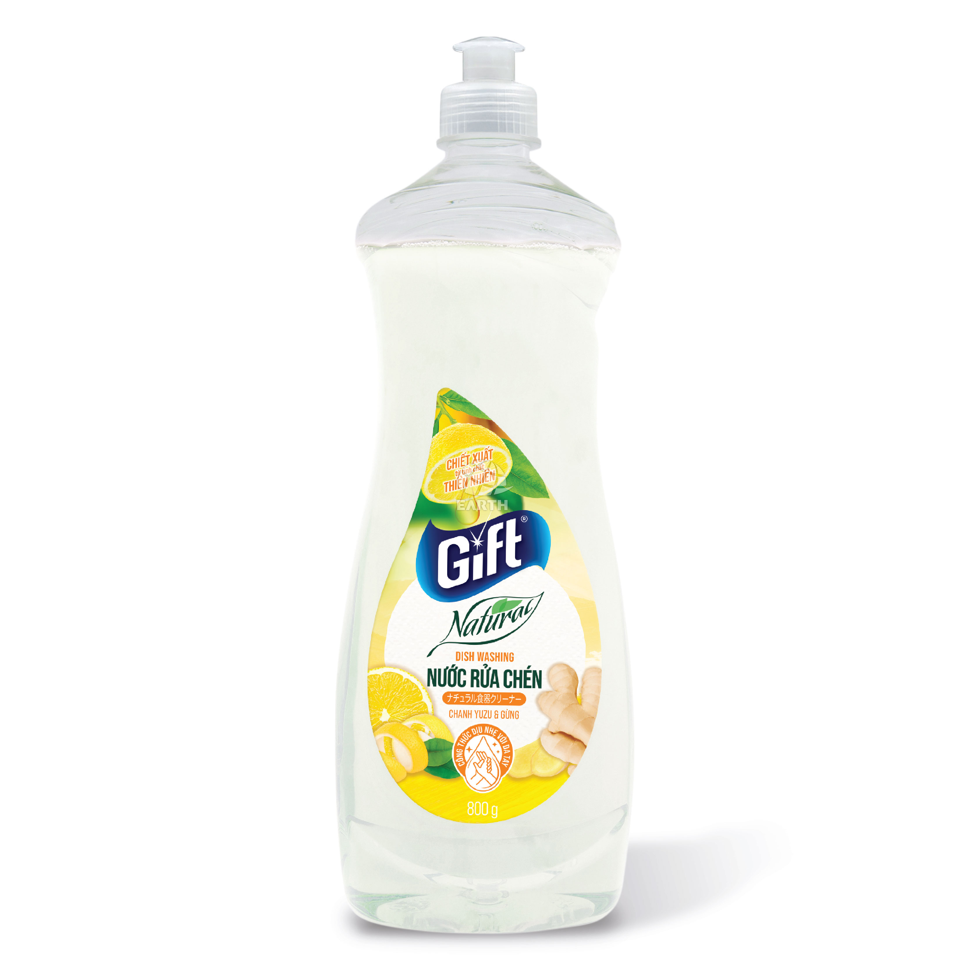 Nước rửa chén Gift Natural (Chanh Yuzu & Gừng/ Trà Matcha & Lô Hội) Chai 800g
