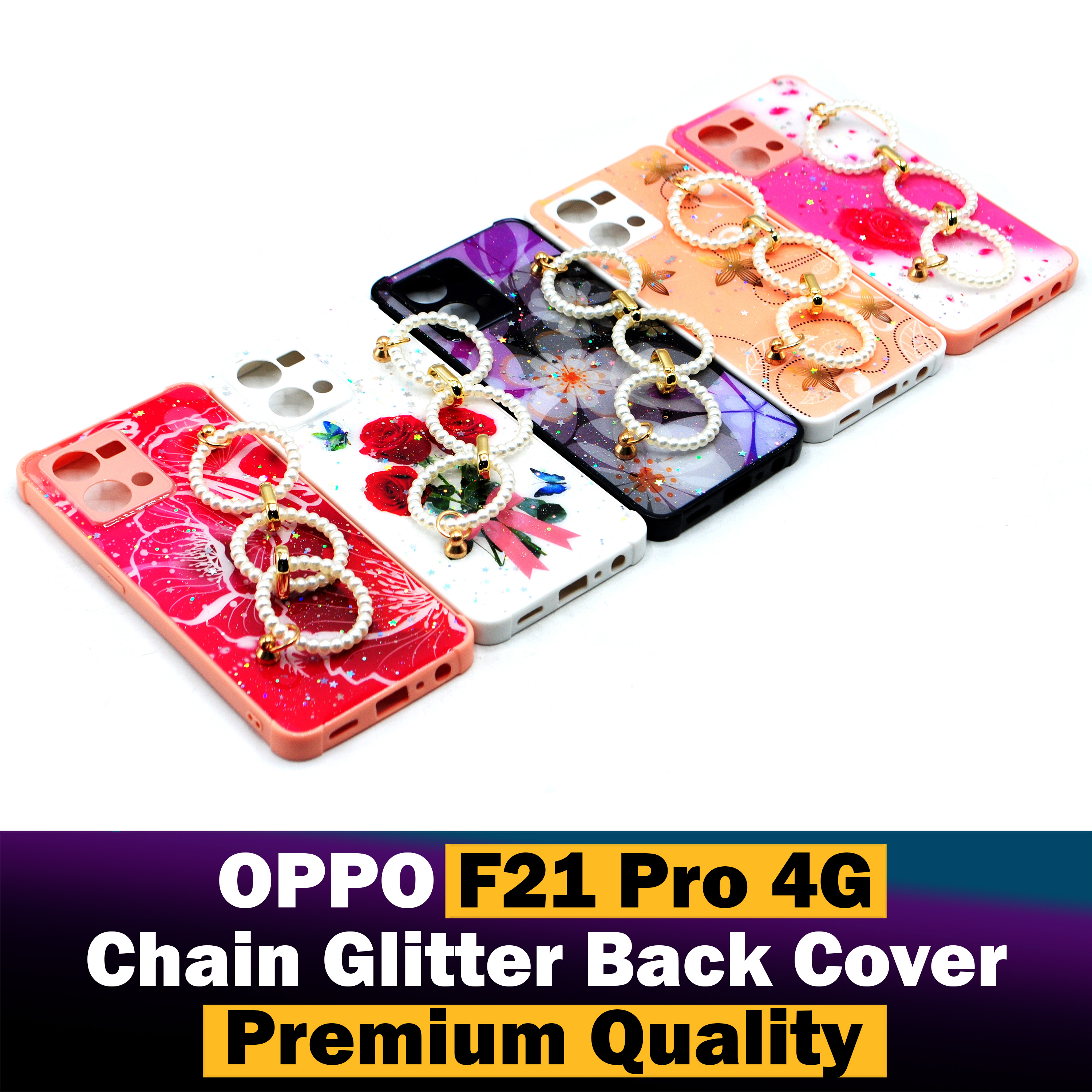 Oppo F21 Pro 4G Back Cover Chain Glitter Beauty Oppo F21 Pro 4G Case For Girls. 