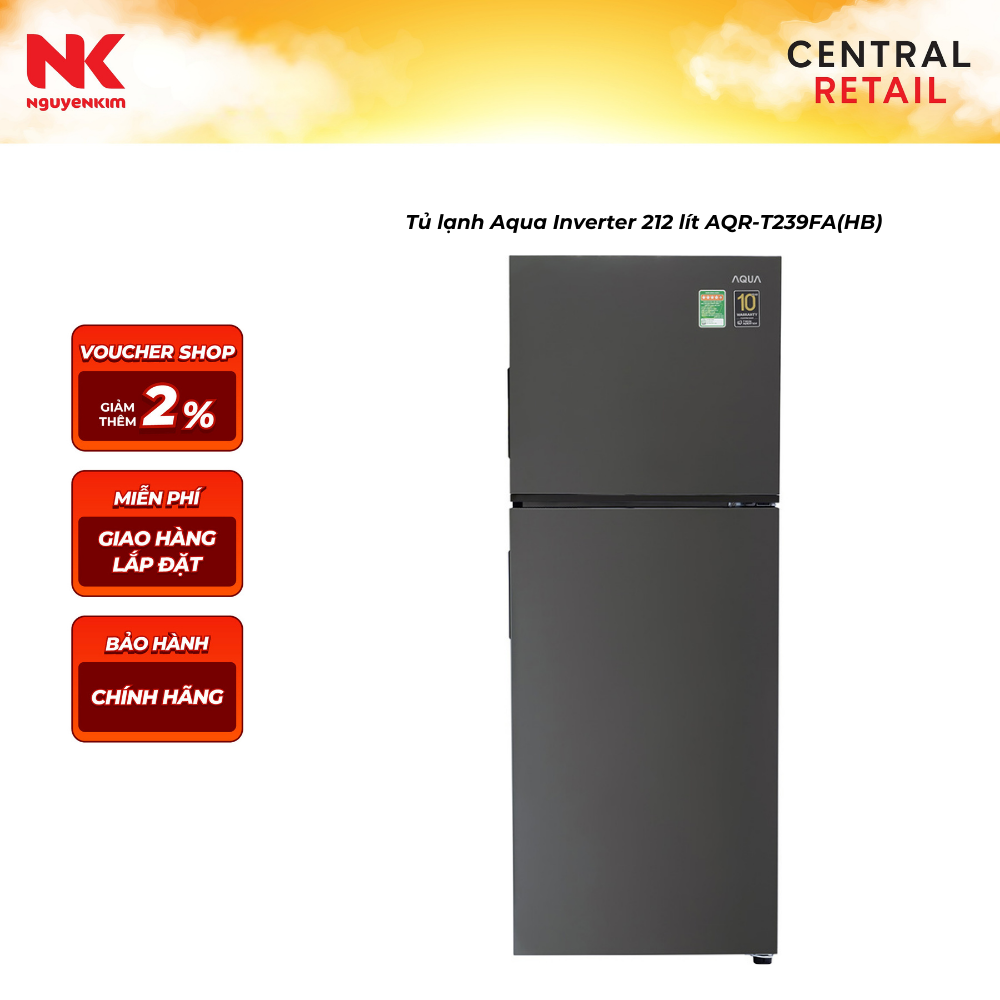 Tủ lạnh Aqua Inverter 212 lít AQR-T239FA(HB)